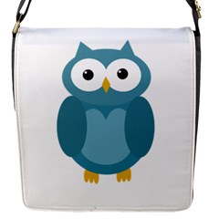 Cute Blue Owl Flap Messenger Bag (s) by Valentinaart