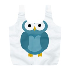 Cute Blue Owl Full Print Recycle Bags (l)  by Valentinaart