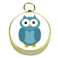 Cute Blue Owl Gold Compasses by Valentinaart