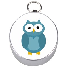 Cute Blue Owl Silver Compasses by Valentinaart