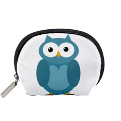 Cute Blue Owl Accessory Pouches (small)  by Valentinaart