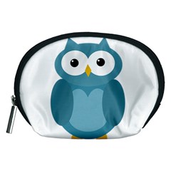 Cute Blue Owl Accessory Pouches (medium)  by Valentinaart