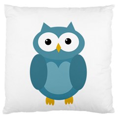 Cute Blue Owl Large Flano Cushion Case (two Sides) by Valentinaart