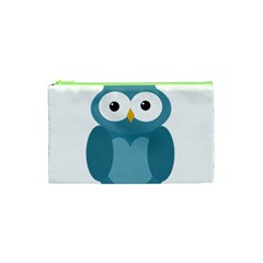 Cute Blue Owl Cosmetic Bag (xs) by Valentinaart