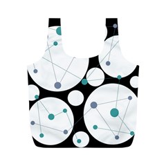 Decorative Circles - Blue Full Print Recycle Bags (m)  by Valentinaart