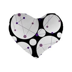 Decorative Circles - Purple Standard 16  Premium Flano Heart Shape Cushions by Valentinaart