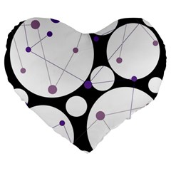 Decorative Circles - Purple Large 19  Premium Flano Heart Shape Cushions by Valentinaart