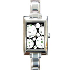 Decorative Circles - Green Rectangle Italian Charm Watch by Valentinaart