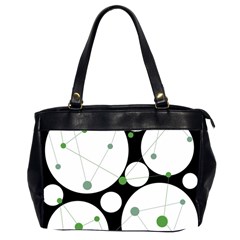 Decorative Circles - Green Office Handbags (2 Sides)  by Valentinaart