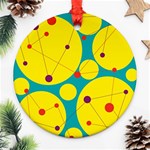 Yellow and green decorative circles Ornament (Round)  Front