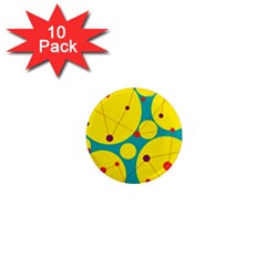 Yellow And Green Decorative Circles 1  Mini Magnet (10 Pack)  by Valentinaart