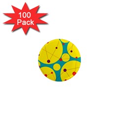 Yellow And Green Decorative Circles 1  Mini Magnets (100 Pack)  by Valentinaart