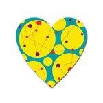 Yellow and green decorative circles Heart Magnet Front