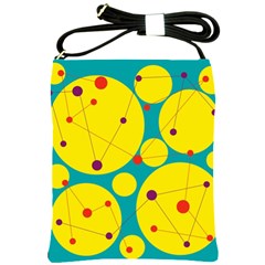 Yellow And Green Decorative Circles Shoulder Sling Bags by Valentinaart