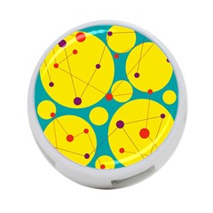 Yellow And Green Decorative Circles 4-port Usb Hub (one Side) by Valentinaart