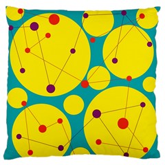 Yellow And Green Decorative Circles Large Flano Cushion Case (one Side) by Valentinaart