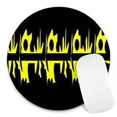 Yellow Abstract Pattern Round Mousepads by Valentinaart