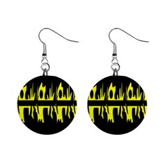 Yellow Abstract Pattern Mini Button Earrings by Valentinaart