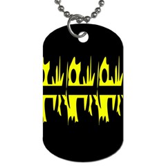 Yellow Abstract Pattern Dog Tag (one Side) by Valentinaart