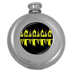 Yellow Abstract Pattern Round Hip Flask (5 Oz) by Valentinaart