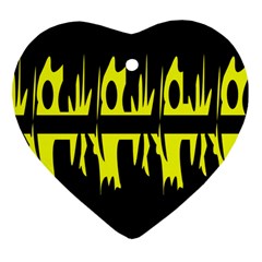 Yellow Abstract Pattern Heart Ornament (2 Sides)