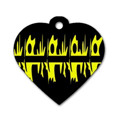 Yellow Abstract Pattern Dog Tag Heart (two Sides) by Valentinaart