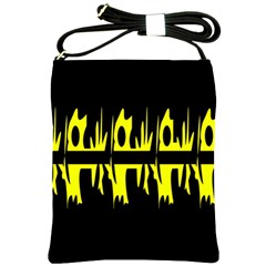 Yellow Abstract Pattern Shoulder Sling Bags by Valentinaart