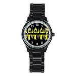 Yellow abstract pattern Stainless Steel Round Watch Front