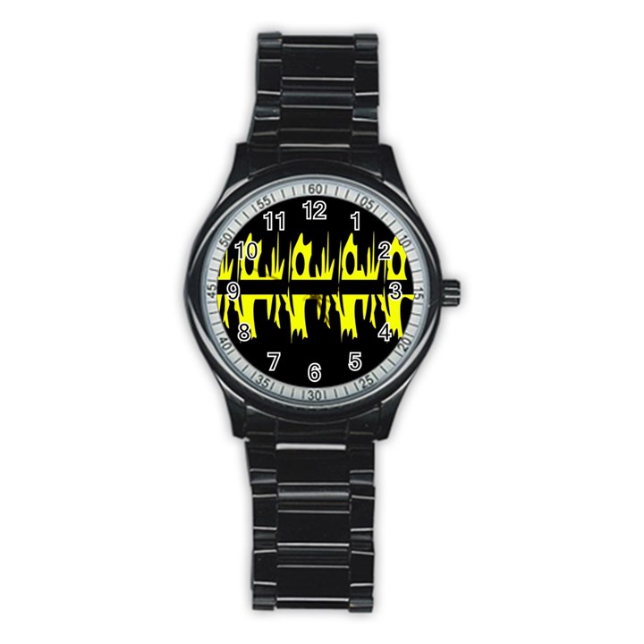 Yellow abstract pattern Stainless Steel Round Watch