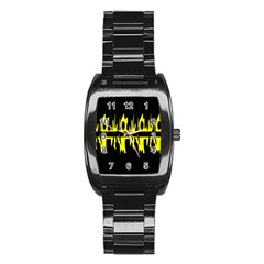 Yellow Abstract Pattern Stainless Steel Barrel Watch by Valentinaart