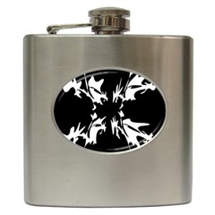 Black And White Pattern Hip Flask (6 Oz) by Valentinaart