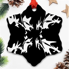 Black And White Pattern Ornament (snowflake)  by Valentinaart