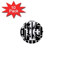 Black And White Abstraction 1  Mini Buttons (10 Pack)  by Valentinaart