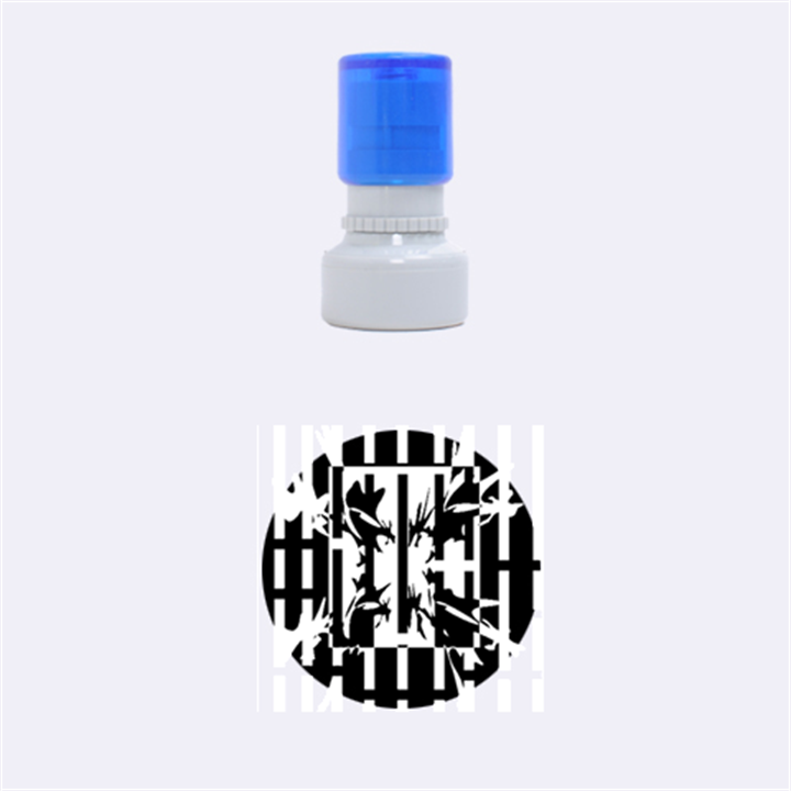 Black and white abstraction Rubber Round Stamps (Small)