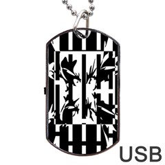 Black And White Abstraction Dog Tag Usb Flash (two Sides)  by Valentinaart