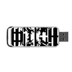 Black And White Abstraction Portable Usb Flash (one Side) by Valentinaart