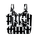 Black and white abstraction Full Print Recycle Bags (M)  Front