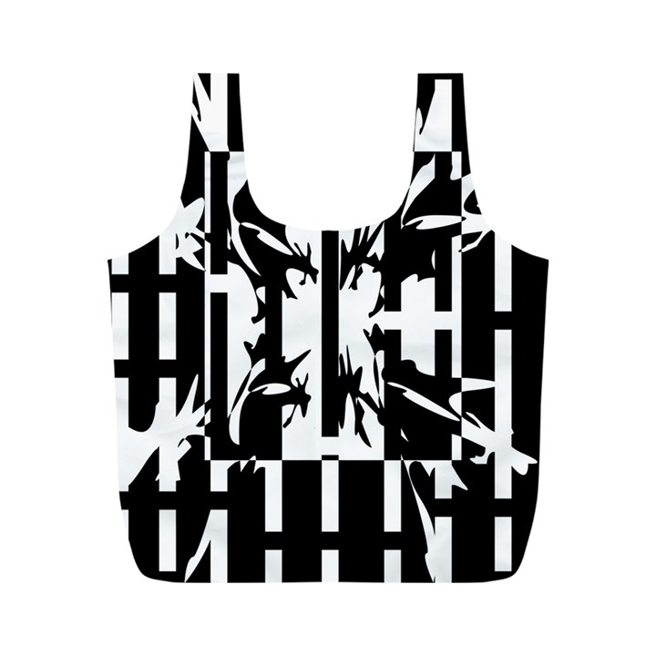 Black and white abstraction Full Print Recycle Bags (M) 