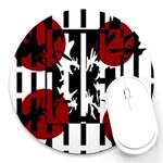 Red, black and white elegant design Round Mousepads Front