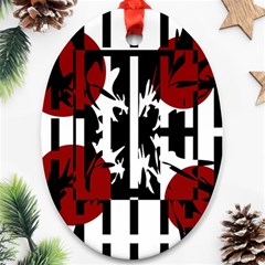 Red, Black And White Elegant Design Ornament (oval)  by Valentinaart