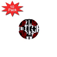 Red, Black And White Elegant Design 1  Mini Buttons (10 Pack)  by Valentinaart