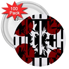 Red, Black And White Elegant Design 3  Buttons (100 Pack)  by Valentinaart