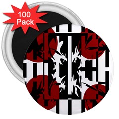 Red, Black And White Elegant Design 3  Magnets (100 Pack) by Valentinaart