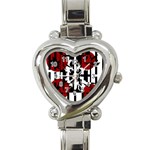 Red, black and white elegant design Heart Italian Charm Watch Front