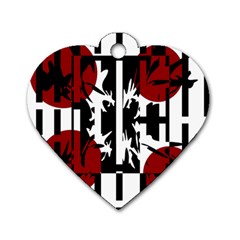 Red, Black And White Elegant Design Dog Tag Heart (two Sides) by Valentinaart