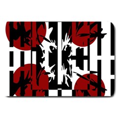 Red, Black And White Elegant Design Large Doormat  by Valentinaart