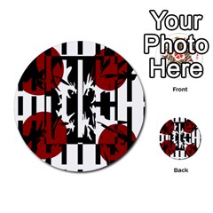 Red, Black And White Elegant Design Multi-purpose Cards (round) 