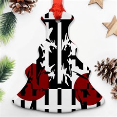 Red, Black And White Elegant Design Ornament (christmas Tree) by Valentinaart