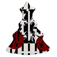 Red, Black And White Elegant Design Christmas Tree Ornament (2 Sides) by Valentinaart