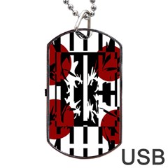 Red, Black And White Elegant Design Dog Tag Usb Flash (two Sides)  by Valentinaart